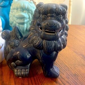 Navy blue foo dog figurine